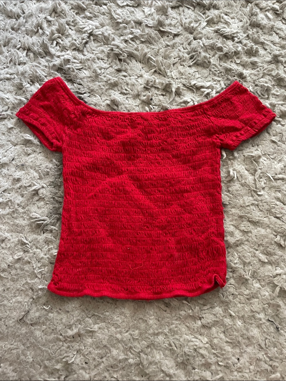 Brandy Melville Red Off-Shoulder Knit Top